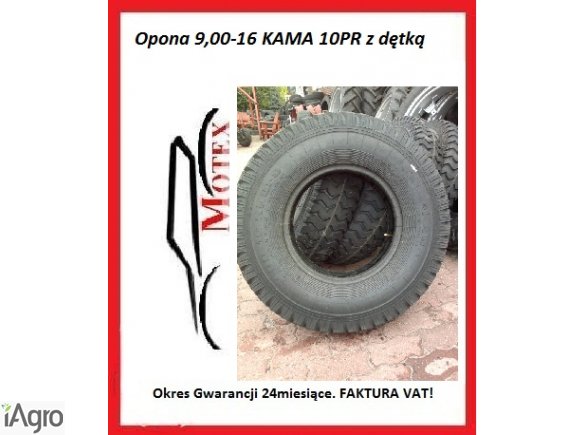 Opona 9,00-16 KAMA z dętką 10PR. Nowa Faktura VAT.